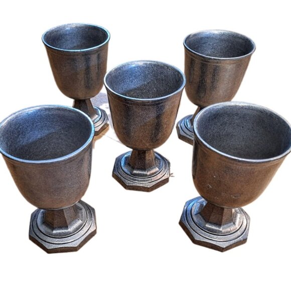 Vintage 5 Wilton Armetale Pewter Goblets Chalice Plough Tavern Collection - Picture 1 of 6